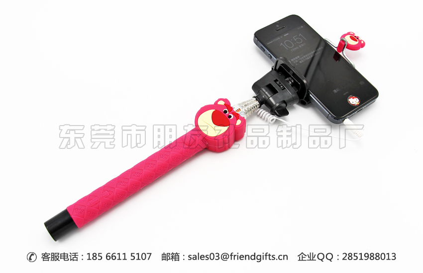迪士尼授權生產卡通公仔手機自拍神器、線控卡通自拍神器定制工廠